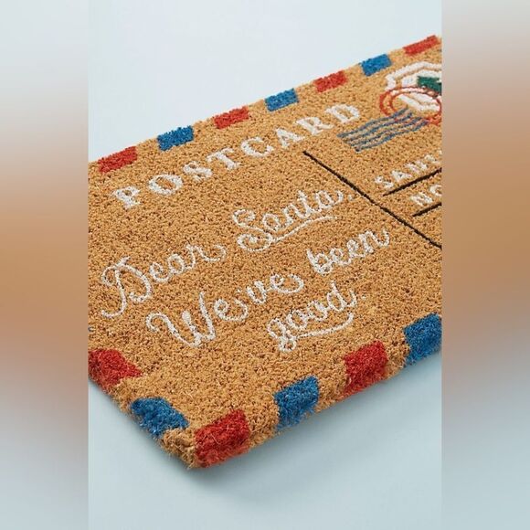 New Anthropologie Santa Postcard Doormat - Picture 2 of 3